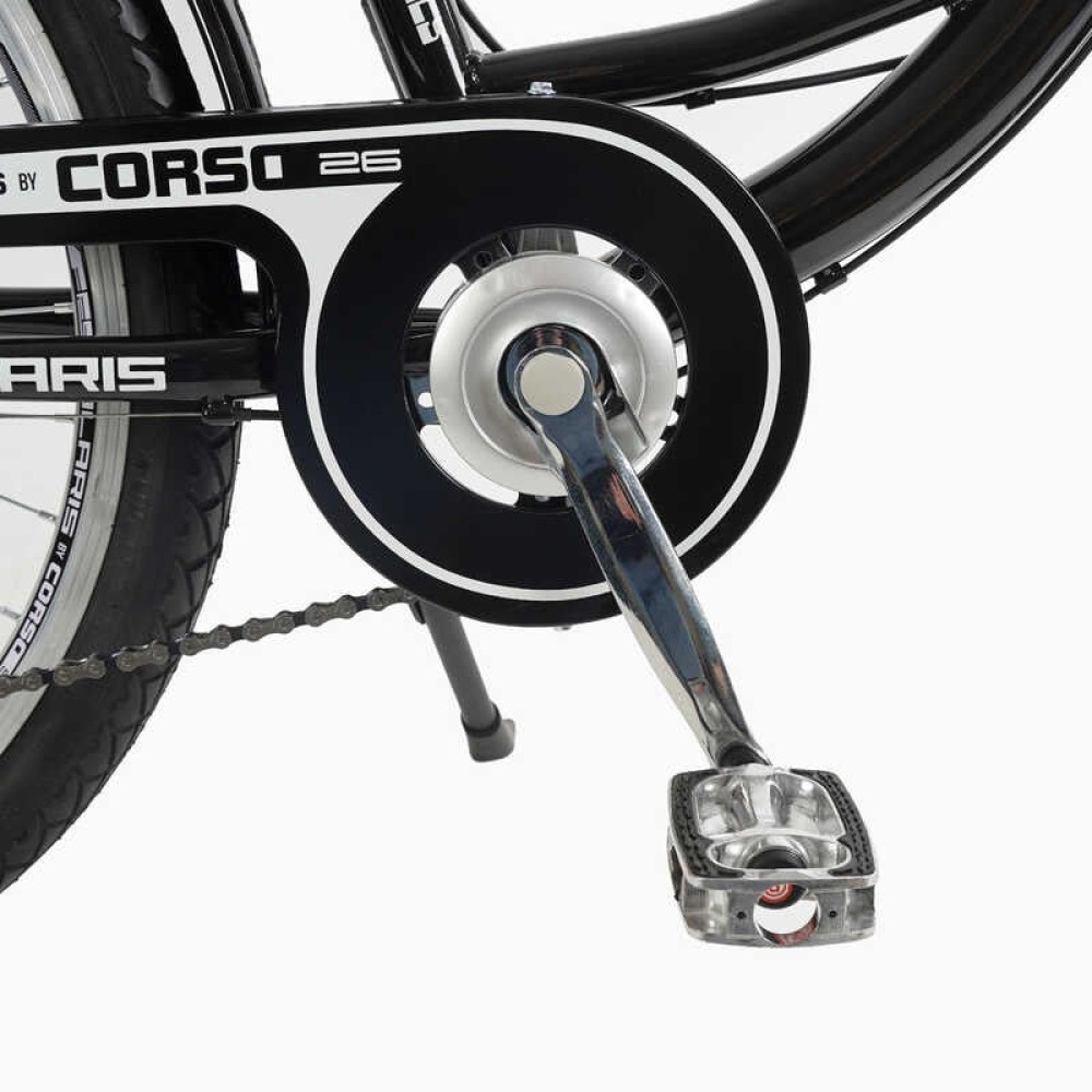 Велосипед міський Corso Polaris 26" PS-80110 + КОШИК ЧОРНИЙ сталева рама 16.5", Shimano 7 швидкостей, корзина, багажник