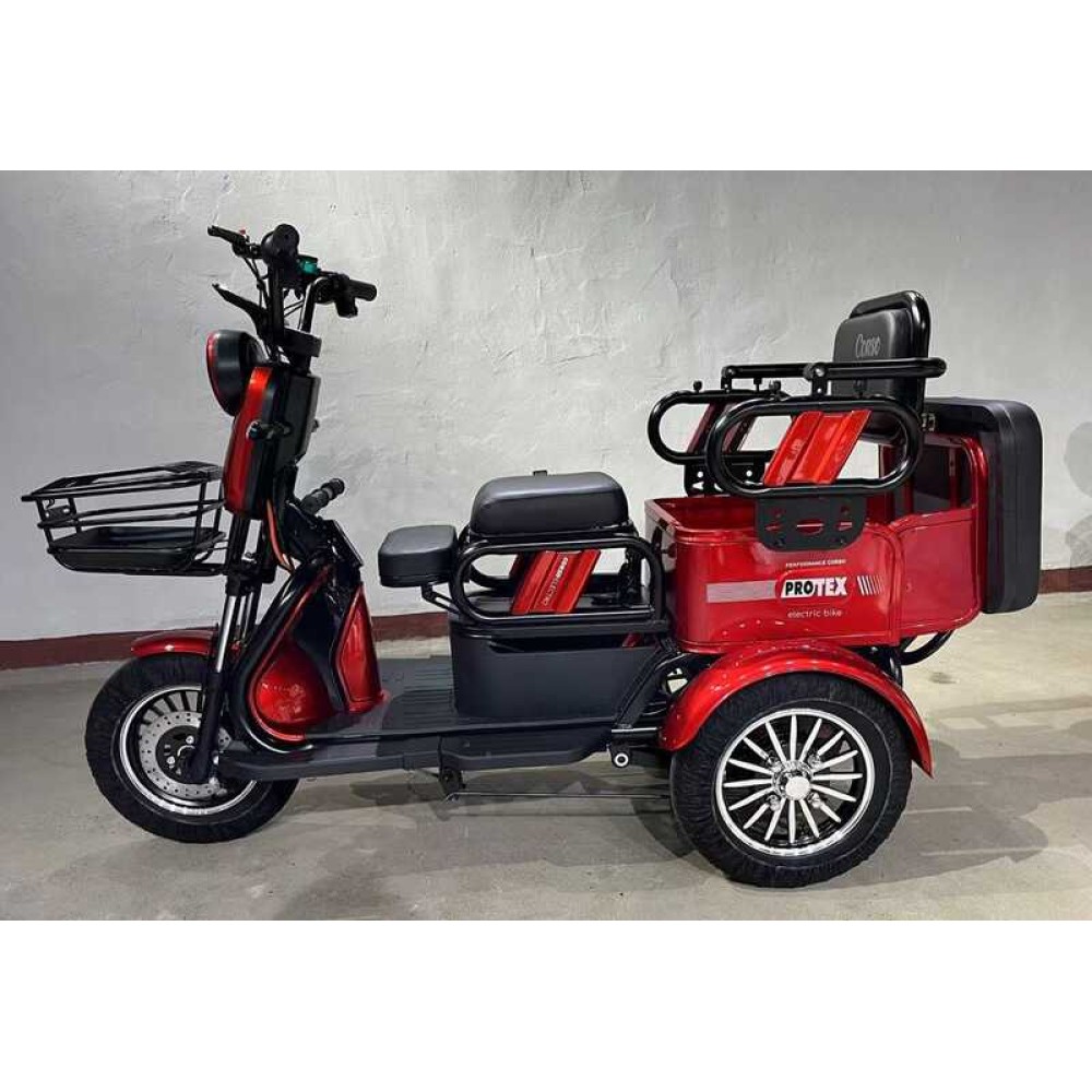 Електричний трицикл Corso «PROTEX» PRX-936022 (1) + 1 ЯЩИК АКУМ двигун 1000W, акумулятор 72V/23Ah, колеса 300-10, в коробці