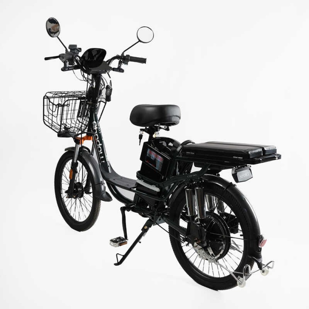 Електровелосипед Corso Shadow SH-7324-5/с-31 22" 500W 48V/20Ah, сигналізація, кошик (Чорно-сірий)