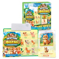 Інтерактивна книга "Пригоди на Фермі" 74461 (48) "WToys", ОЗВУЧУВАННЯ УКРАЇНСЬКОЮ МОВОЮ, звук, сенсорні кнопки, дошка для малювання та маркер, 8 сторінок, липучки, в коробці