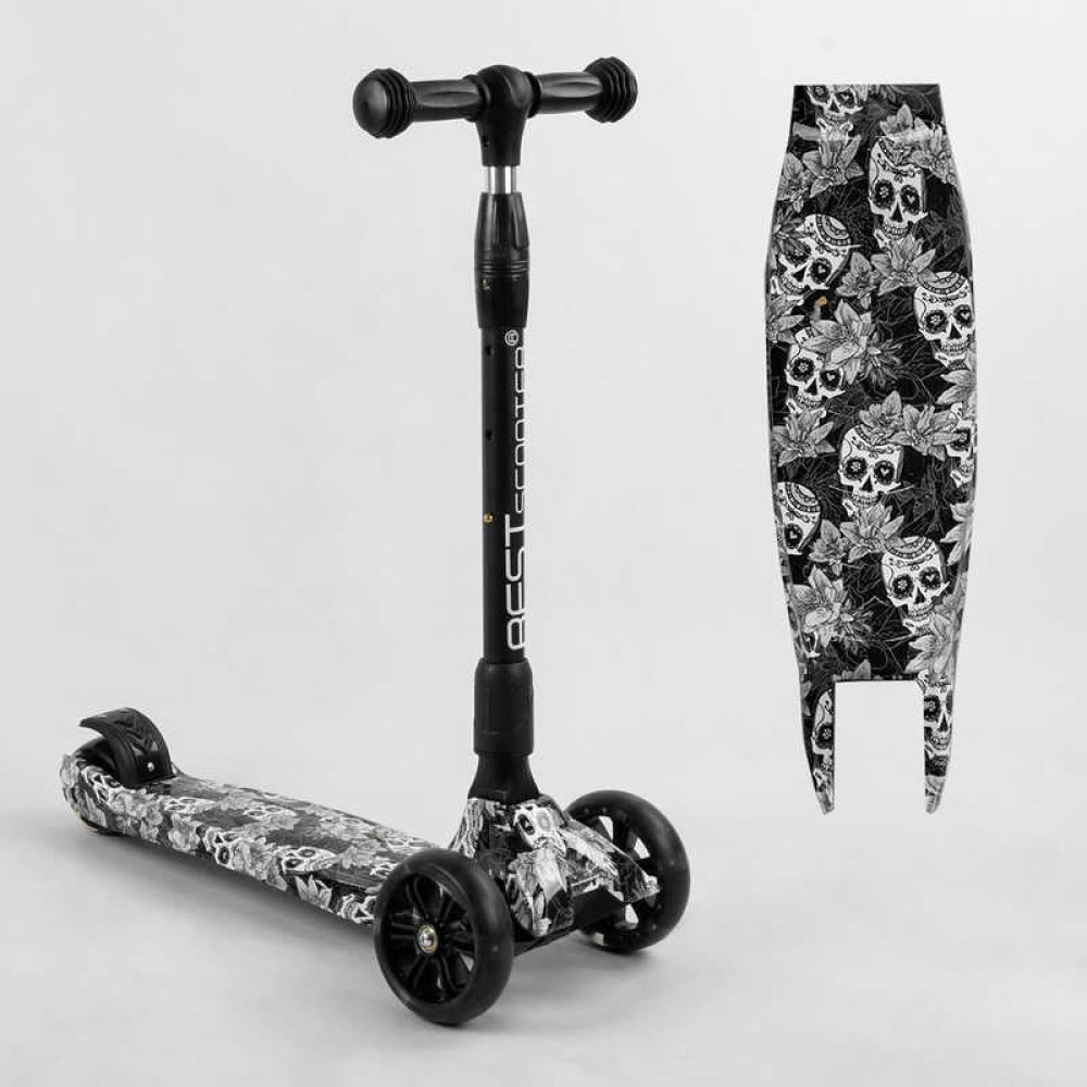Самокат триколісний Best Scooter 65-878 MAXI складне алюмінієве кермо, 3 колеса PU зі світлом