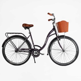 Велосипед міський Corso FORTUNA 28" FR-28722 + КОШИК одношвидкісний, сталева рама 20", корзина, багажник
