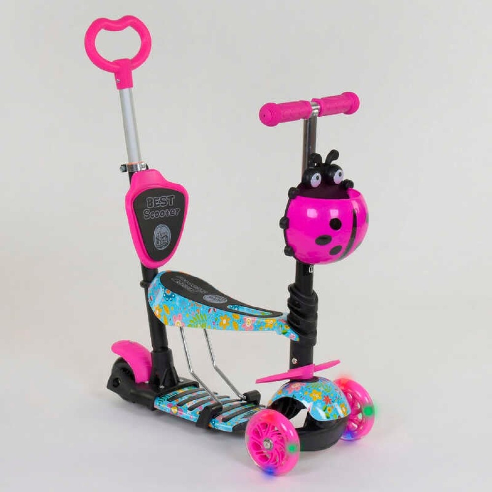 Самокат 5в1 26901 Best Scooter, АБСТРАКЦІЯ, PU колеса, ПІДСВІЧУВАННЯ КОЛІС, в коробці