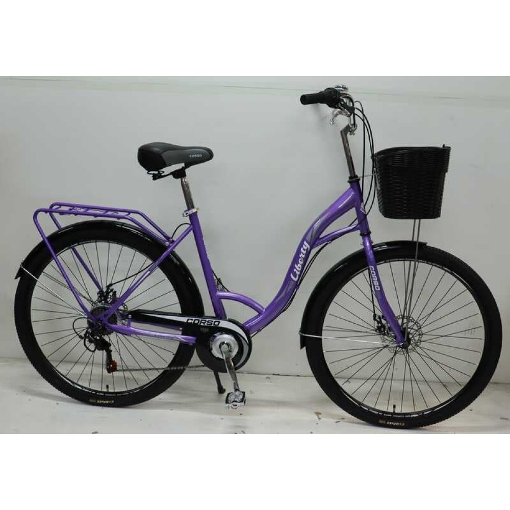 Велосипед міський Corso Liberty 28" дюймів LR-28112 + КОШИK, сталева рама 20", Shimano 7 швидкостей, корзина, багажник