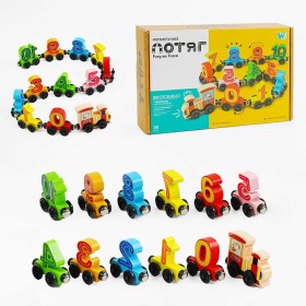 Потяг магнітний C 61400 (36) "WToys", цифри, дерев'яні елементи, в коробці