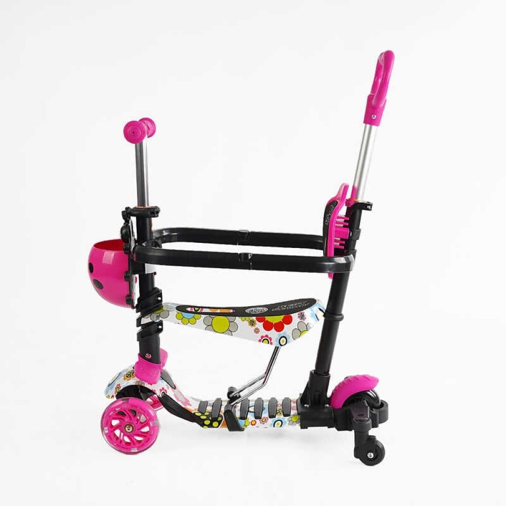 Самокат 5в1 LS-75160 Best Scooter, з ДОП. КОЛІСАМИ, захисний бампер, PU колеса зі світлом, в коробці