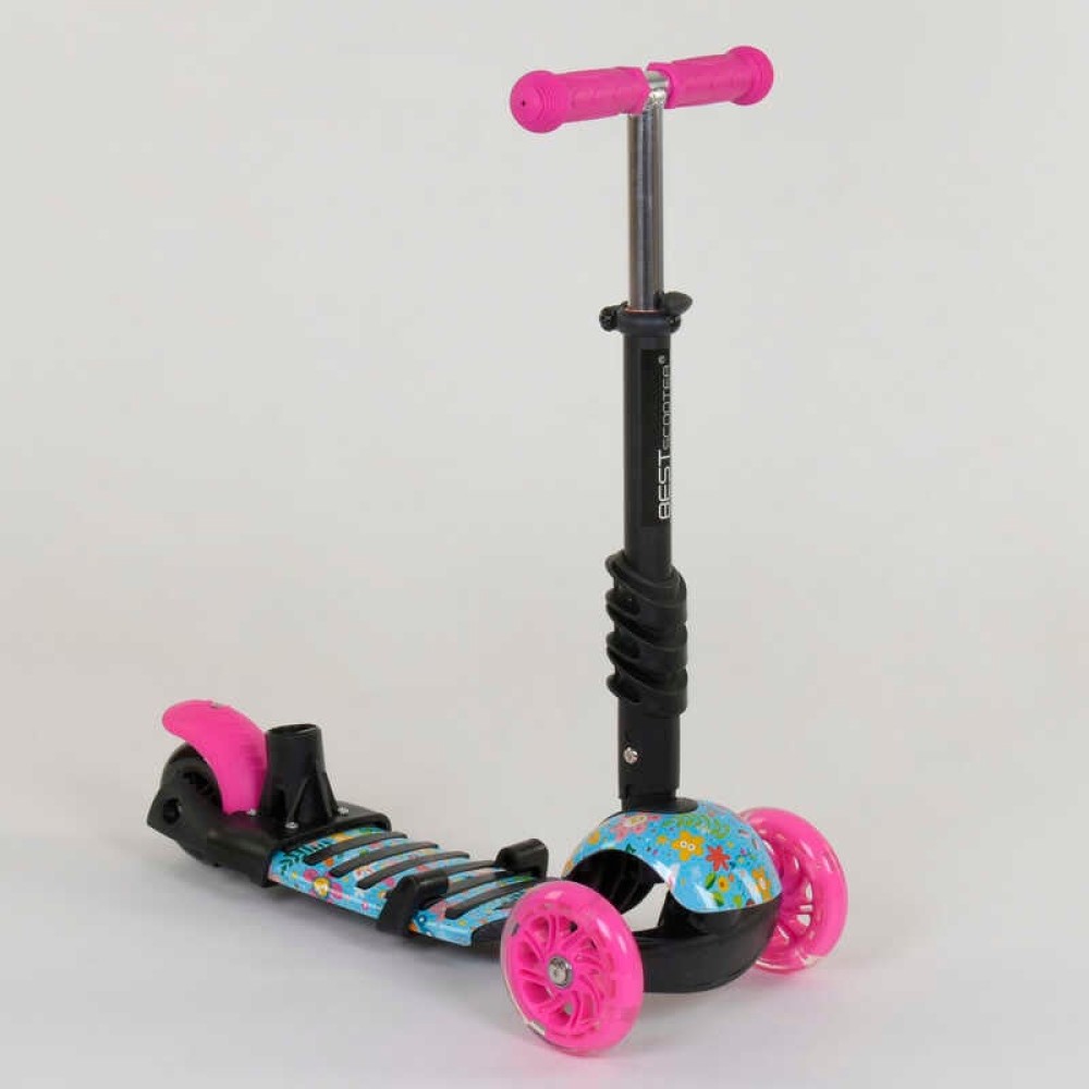 Самокат 5в1 26901 Best Scooter, АБСТРАКЦІЯ, PU колеса, ПІДСВІЧУВАННЯ КОЛІС, в коробці