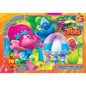 гр Пазли 70 ел. "G-Toys" "Тролі" TR 0071 (62) + постер, розмір зібраної картинки 30х21 см, в коробці