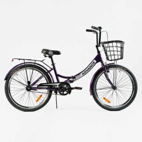 Велосипед складний Corso 24" Advance AD-24198 + КОШИК, одношвидкісний, складна сталева рама 14", корзина, багажник