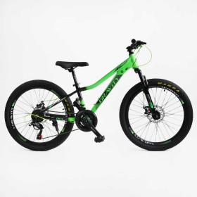 Велосипед спортивний Corso GRAVITY GR-24558 24" алюмінієва рама 12", 21 швидкість, Shimano, дискові гальма