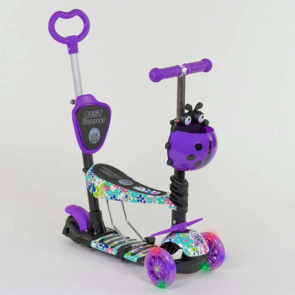 Самокат 5в1 68995 Best Scooter, АБСТРАКЦІЯ, PU колеса, ПІДСВІЧУВАННЯ КОЛІС, в коробці