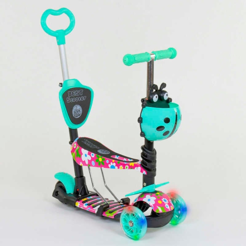 Самокат 5в1 43702 Best Scooter, АБСТРАКЦІЯ, PU колеса, ПІДСВІТКА КОЛІС, в коробці