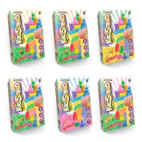 гр Кінетичний пісок "KidSand" 600г KS-04-04U,05U,06U..09U (6) "Danko Toys", 6 кольорів, 4 формочки, іграшка сюрприз, в коробці