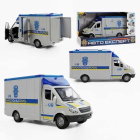 Машинка ТК-73429 (24) "Авто Експерт", "Поліція", ОЗВУЧУВАННЯ УКРАЇНСЬКОЮ МОВОЮ, інерція, звук, підсвічування, вірші, пісні, звук сирени, двері та дах відчиняються, в коробці
