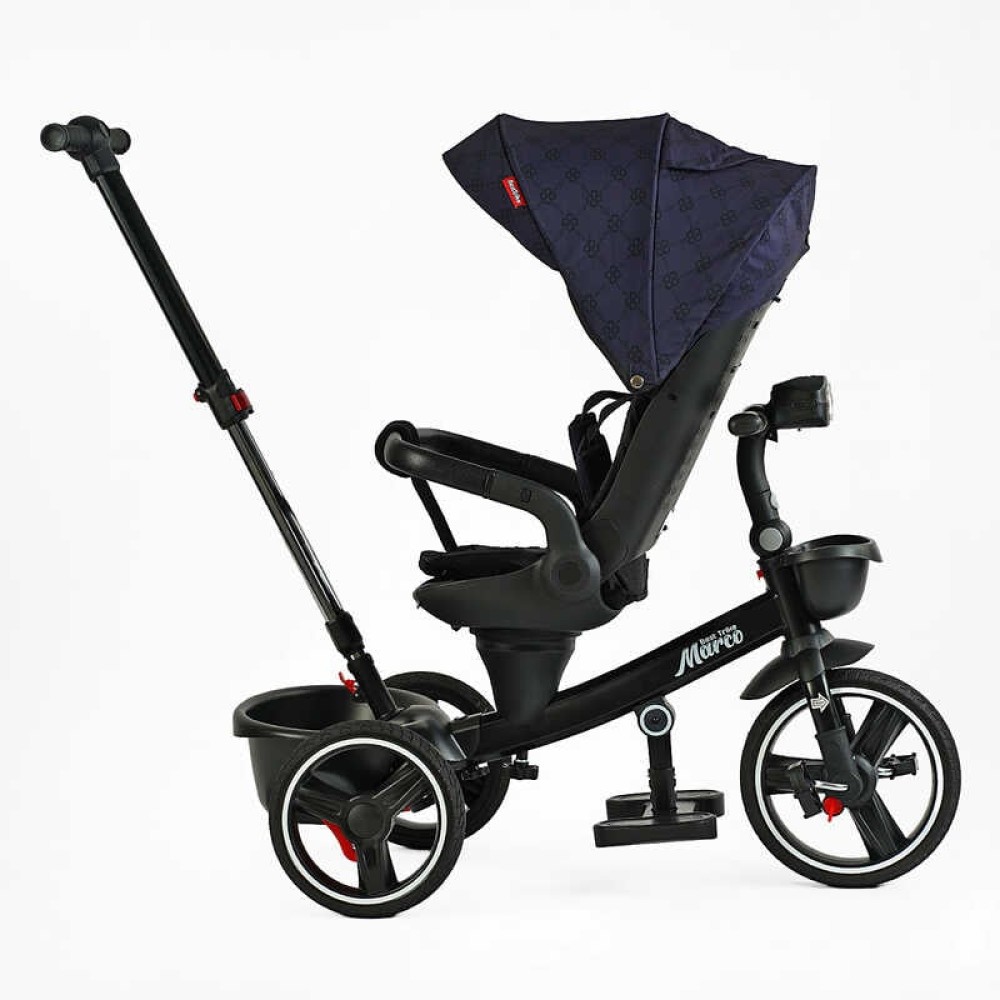 Велосипед 9155/331-09 BestTrike "Marco" поворотне сидіння, складне кермо, колеса з прогумованим PU, кошик, телескопічна ручка, фара музична