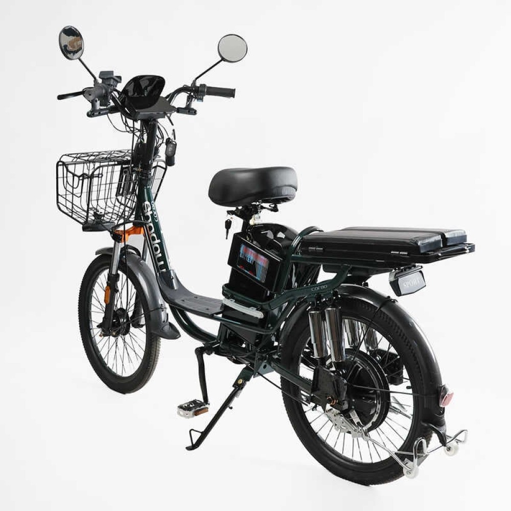 Електровелосипед Corso Shadow SH-8036-9/с-31 22" 500W 48V/20Ah, сигналізація, кошик (зелений)
