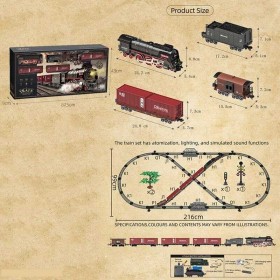 Залізниця 607 B (4) 6 вагонів довжиною 115 см, дорога 99х216 см, підсвічування, парогенерація, звук-беззвучний режим, рух вперед-назад, акумулятор 3.7V, в коробці