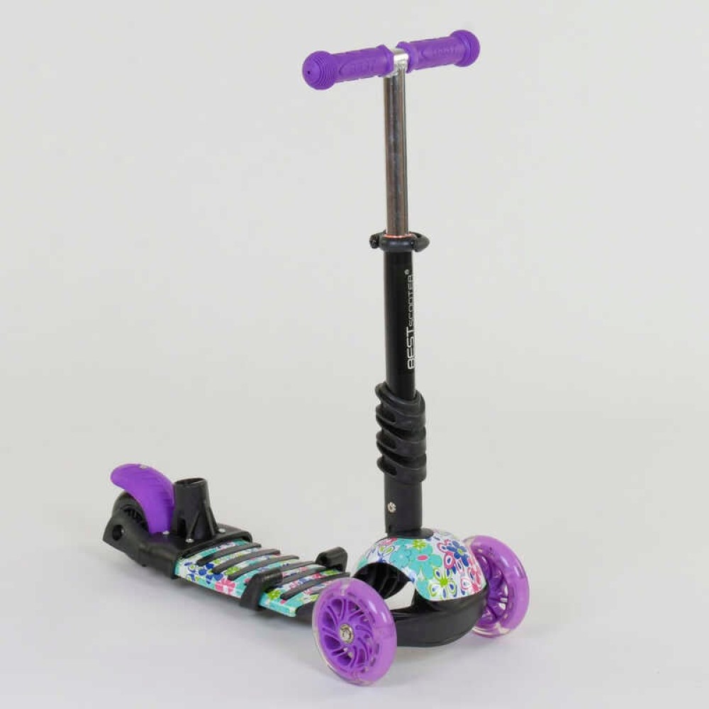 Самокат 5в1 68995 Best Scooter, АБСТРАКЦІЯ, PU колеса, ПІДСВІЧУВАННЯ КОЛІС, в коробці