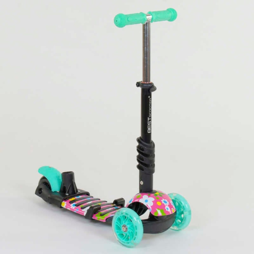 Самокат 5в1 43702 Best Scooter, АБСТРАКЦІЯ, PU колеса, ПІДСВІТКА КОЛІС, в коробці