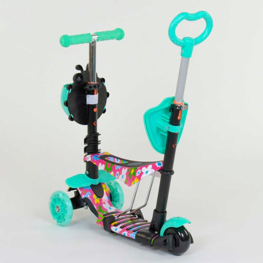 Самокат 5в1 43702 Best Scooter, АБСТРАКЦІЯ, PU колеса, ПІДСВІТКА КОЛІС, в коробці