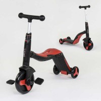 Самокат 3в1 JT 28288 Best Scooter, самокат-велобіг-велосипед, ЧЕРВОНИЙ, світло, 8 мелодій, колеса PU, переднє колесо d = 20см, задні d = 11см