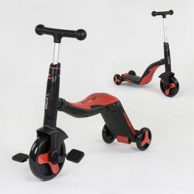 Самокат 3в1 JT 28288 Best Scooter, самокат-велобіг-велосипед, ЧЕРВОНИЙ, світло, 8 мелодій, колеса PU, переднє колесо d = 20см, задні d = 11см