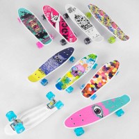 Скейт Пенні борд S 29661 (8) Best Board, 6 видів, ВИДАЄТЬСЯ ТІЛЬКИ МІКС ВИДІВ колеса PU, світло, d = 4.5 см, дошка = 55 см