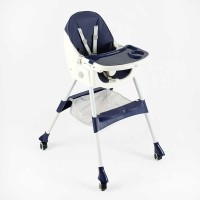 Стільчик для годування Toti FR- 20516 (1) сталева конструкція, матеріал тканини PU, знімний столик, опускна спинка, 4 колеса, в коробці