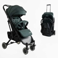 Візок прогулянковий дитячий JOY Vittoria 30883 колір ТЕМНО-ЗЕЛЕНИЙ, рама алюмінієва, футкавер, телескопічна ручка