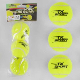 М'яч тенісний C 40194 (80) "TK Sport", 3штуки, d = 6см, в пакеті