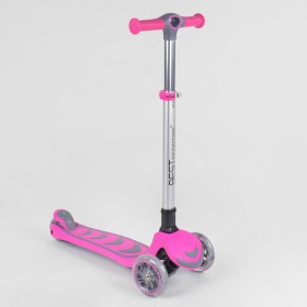 Самокат триколісний 57795 (4) Best Scooter, РОЖЕВИЙ, складне алюмінієве кермо, 4 колеса PU зі світлом, d = 12 см