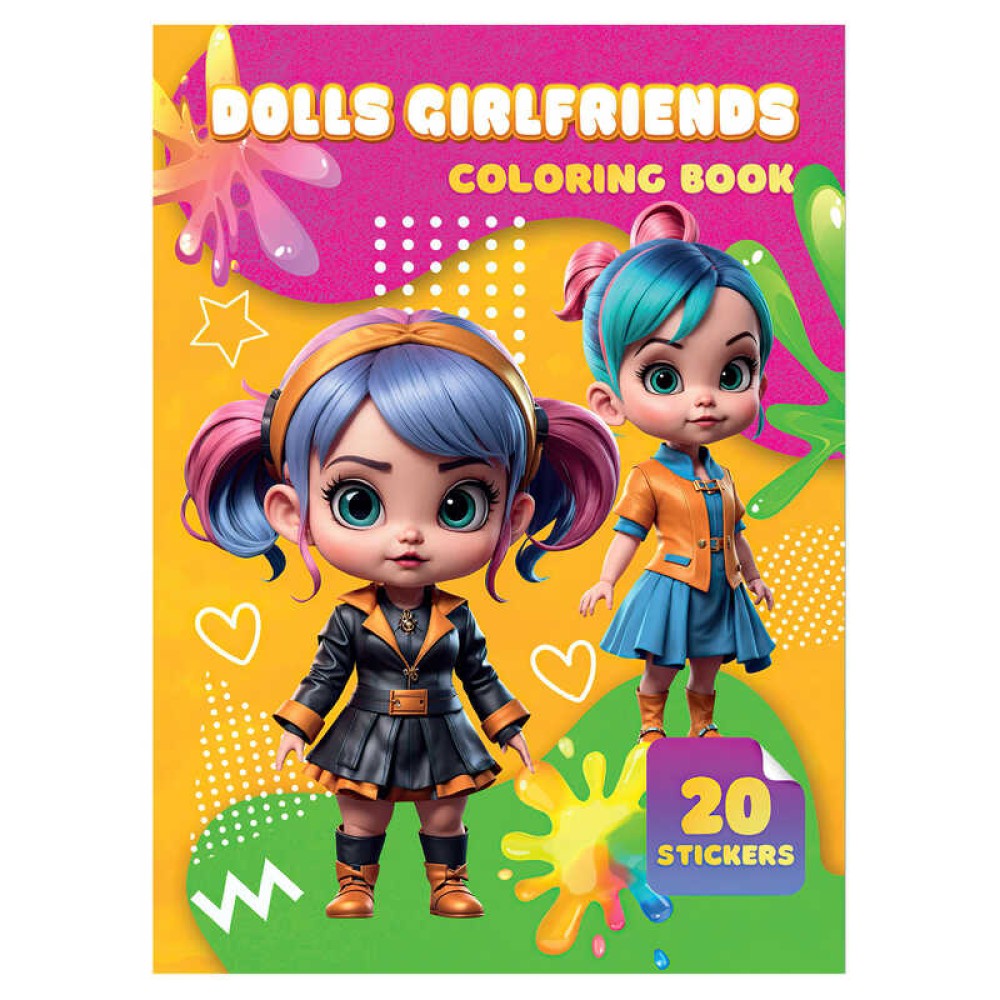гр Розмальовка 20 наліпок А4: Dolls Girlfrends 9789655323191 (50) 