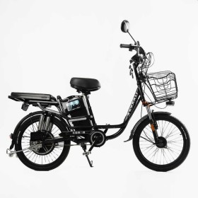 Електровелосипед Corso Shadow SH-7324-5/с-31 22" 500W 48V/20Ah, сигналізація, кошик (Чорно-сірий)