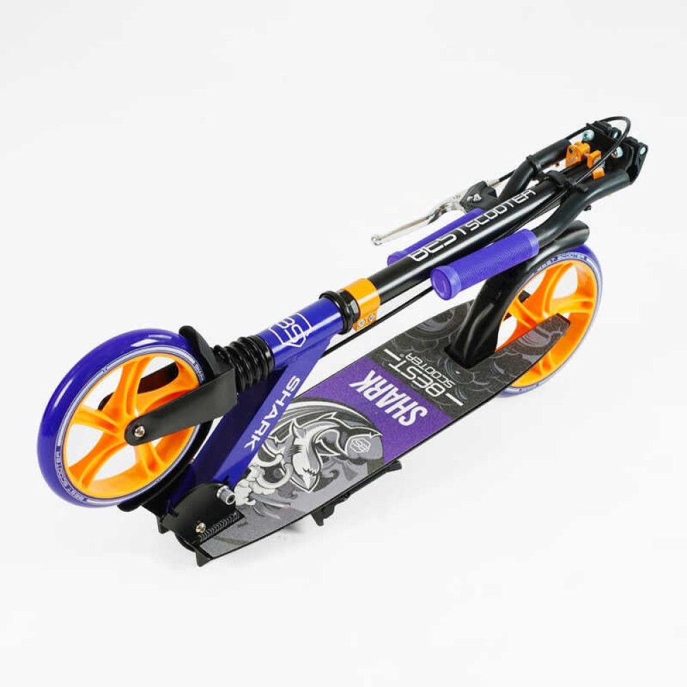 Самокат двоколісний "Best Scooter" SH-10042 (4) "SHARK", з ручним гальмом, затискач керма, колеса PU - 20 см, 1 амортизатор, в коробці