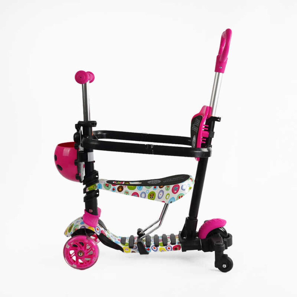 Самокат 5в1 LS-81800 Best Scooter, з ДОП. КОЛІСАМИ, захисний бампер, PU колеса зі світлом, в коробці