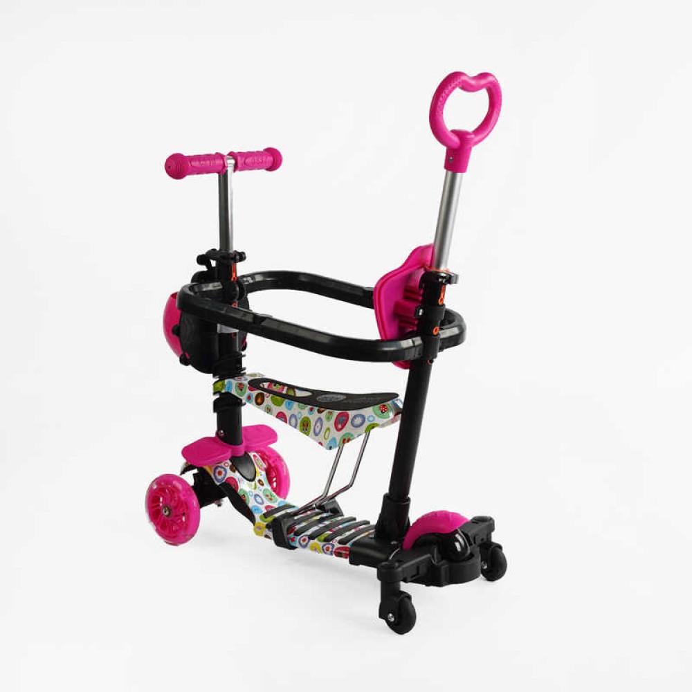 Самокат 5в1 LS-81800 Best Scooter, з ДОП. КОЛІСАМИ, захисний бампер, PU колеса зі світлом, в коробці