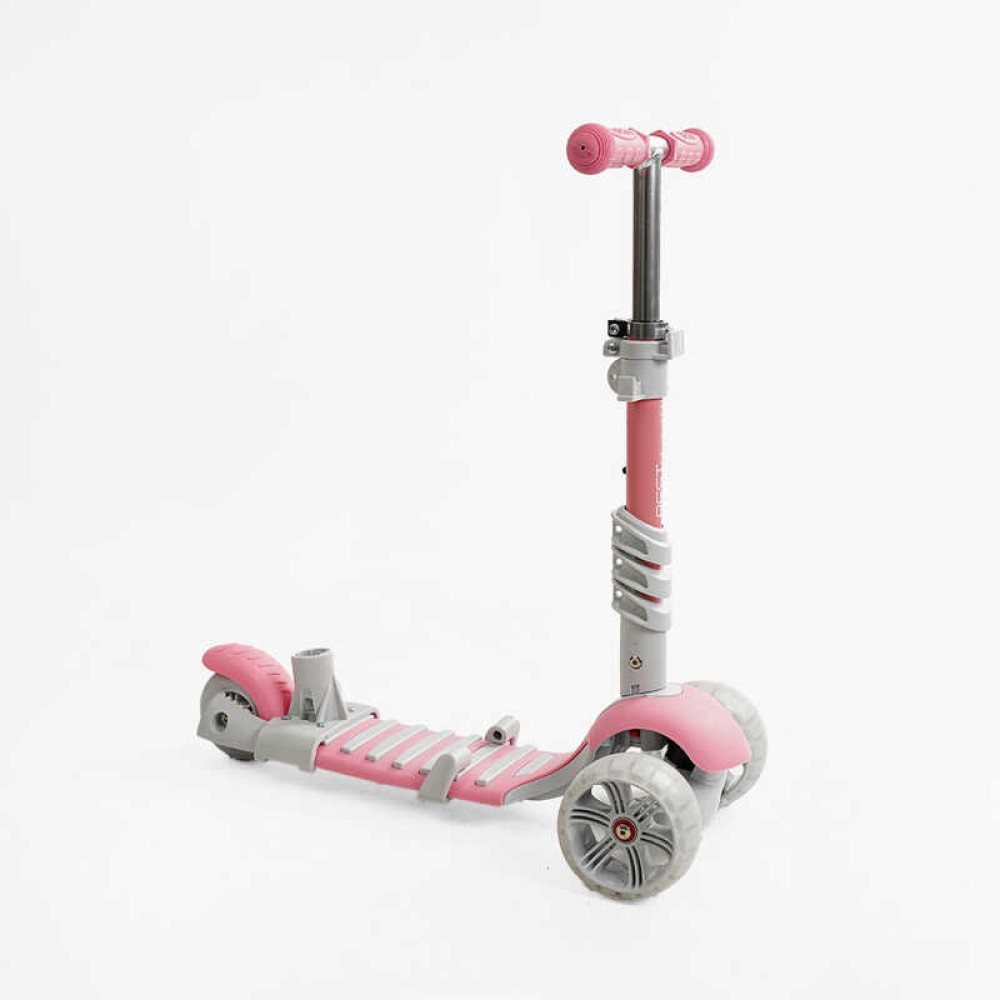 Самокат 5в1 P-63700 Best Scooter, з ДОП. КОЛЕСАМИ, захисний бампер, PU колеса зі світлом, в коробці