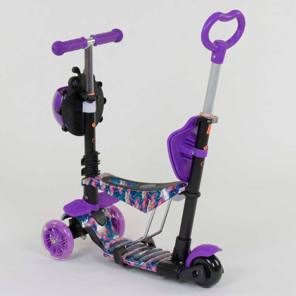 Самокат 5в1 19870 Best Scooter, АБСТРАКЦІЯ, PU колеса, ПІДСВІЧУВАННЯ КОЛІС, в коробці