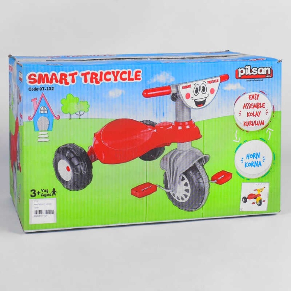Дитячий велосипед Pilsan My Pet 07-132 КРАСНО-ЖОВТИЙ, з клаксоном, в коробці