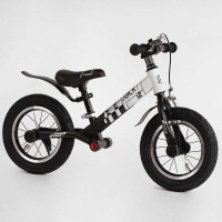 Велобіг Corso "Skip Jack" 11057 ЧОРНО-БІЛИЙ, надувні колеса 12", сталева рама з амортизатором, ручне гальмо, підніжка, в коробці