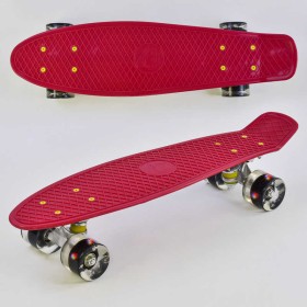 Скейт Пенні борд 0110 (8) Best Board, ВИШНЕВИЙ, дошка = 55см, колеса PU зі світлом, діаметр 6 см