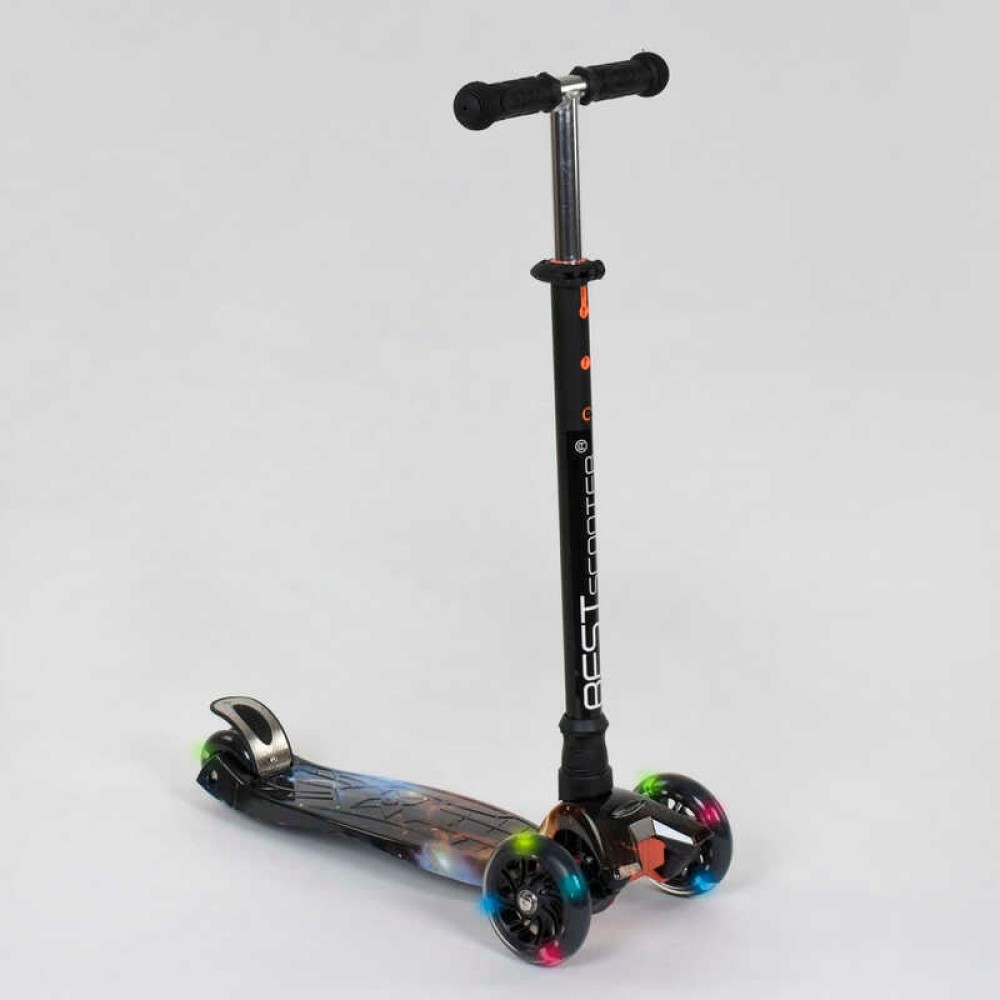 Самокат А 24662/779-1311 MAXI "Best Scooter" пластмасовий, 4 колеса PU, СВІТЛО, трубка керма алюмінієва, d = 12см, в коробці