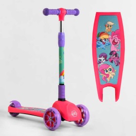 Самокат триколісний 68055 Best Scooter СВІТЛО КОЛІС ТА ДИСКІВ, складене кермо, передні колеса PU 120х35мм, задні колеса PU 80х48мм