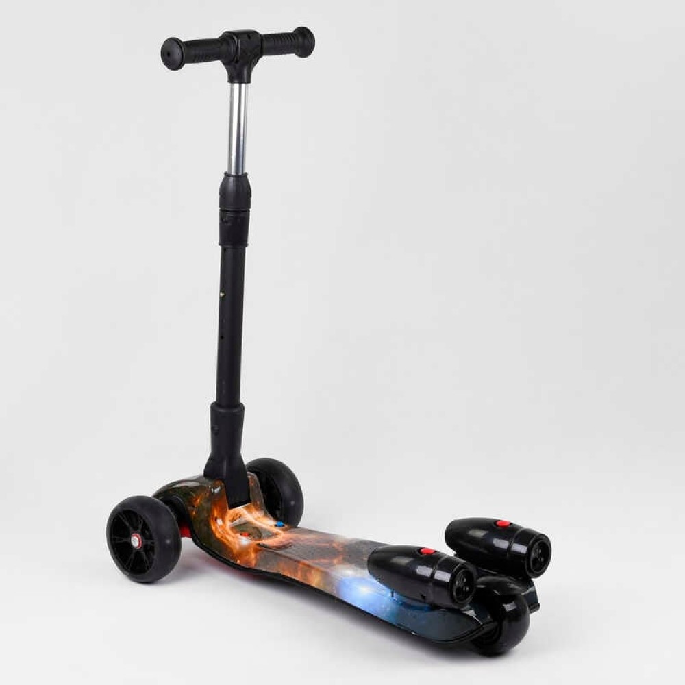 Самокат "Best Scooter" MAXI"65884 з парогенератором (4) МУЗИКА, ДИМ, ТУРБІНИ, пластмасовий, колеса PU 120х40мм, складне алюмінієве кермо, в коробці