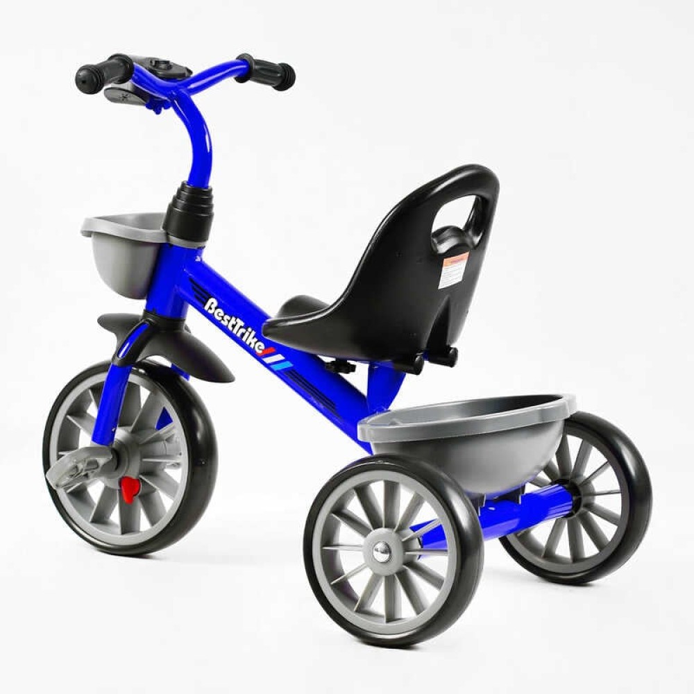 Велосипед 3-х колісний BS-12530 "Best Trike" колеса EVA переднє 12", заднє 10", сталева рама, фара з музикою та світлом, 1 пісня українською та 2 англійською, 2 кошики, в коробці