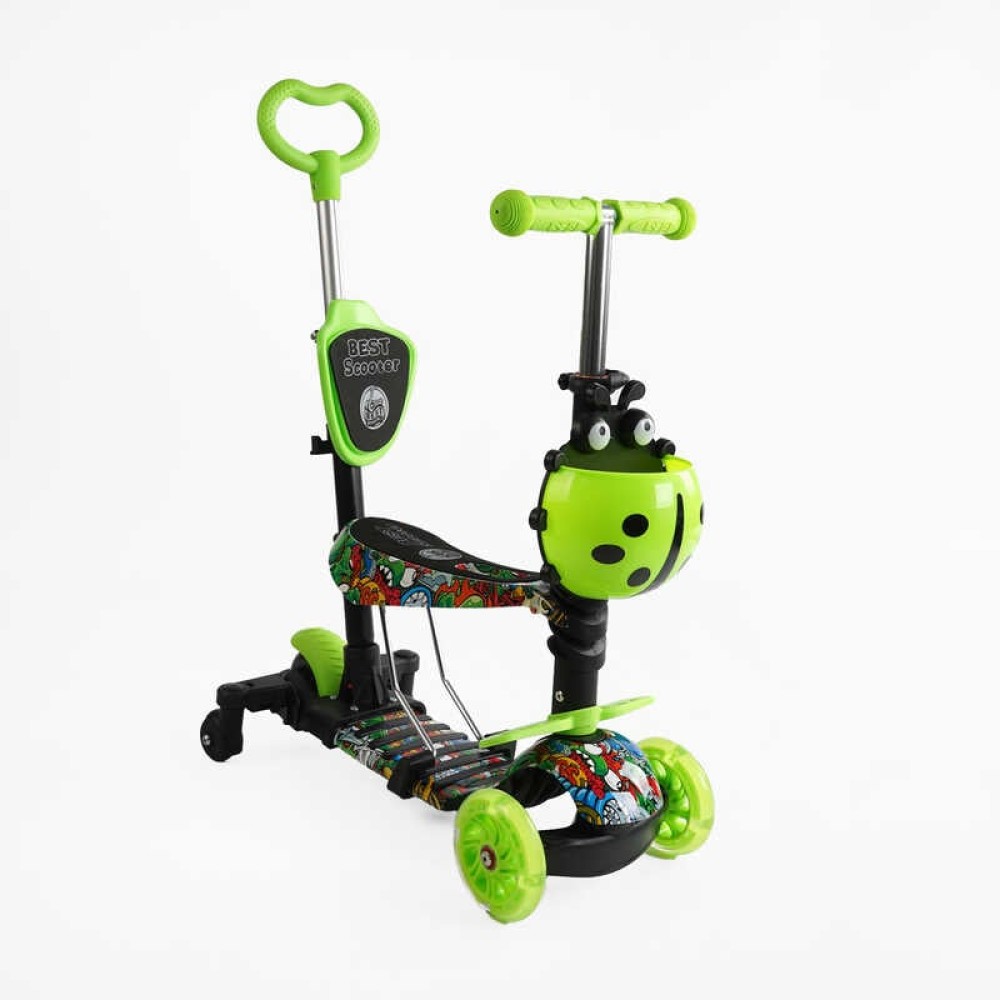 Самокат 5в1 LS-72300 (1) Best Scooter, з ДОП. КОЛІСАМИ, захисний бампер, PU колеса зі світлом, в коробці