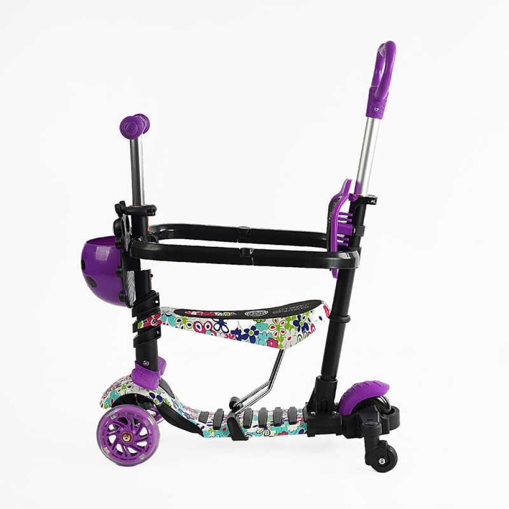Самокат 5в1 LS-84099 Best Scooter, з ДОП. КОЛІСАМИ, захисний бампер, PU колеса зі світлом, в коробці
