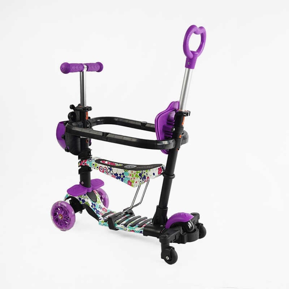 Самокат 5в1 LS-84099 Best Scooter, з ДОП. КОЛІСАМИ, захисний бампер, PU колеса зі світлом, в коробці