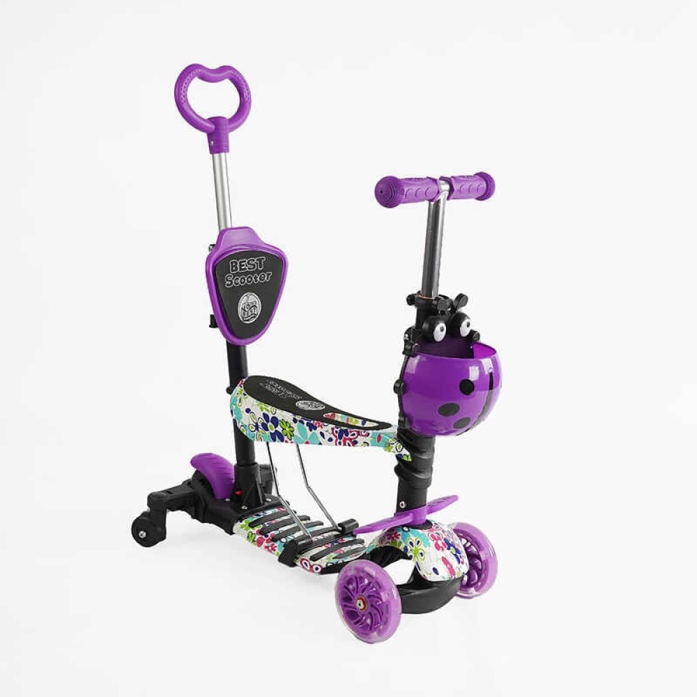 Самокат 5в1 LS-84099 Best Scooter, з ДОП. КОЛІСАМИ, захисний бампер, PU колеса зі світлом, в коробці