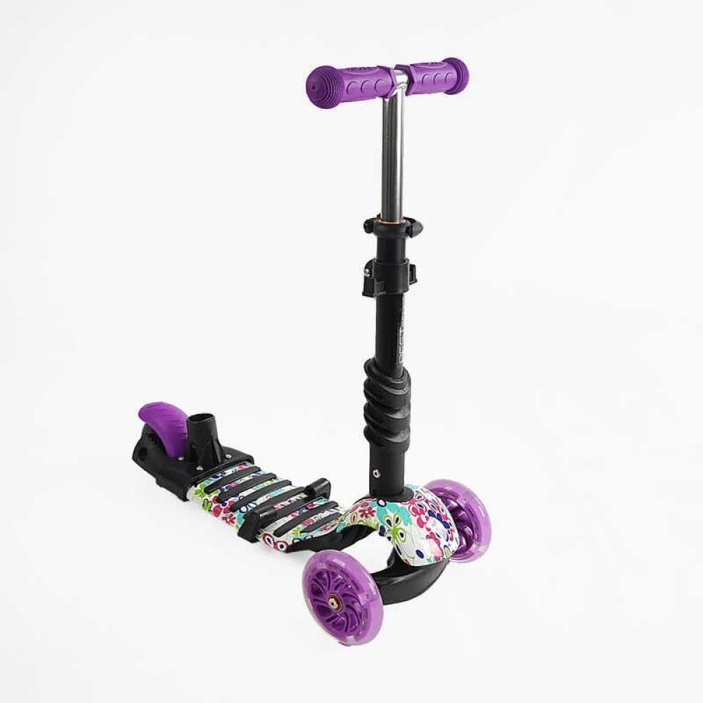 Самокат 5в1 LS-84099 Best Scooter, з ДОП. КОЛІСАМИ, захисний бампер, PU колеса зі світлом, в коробці